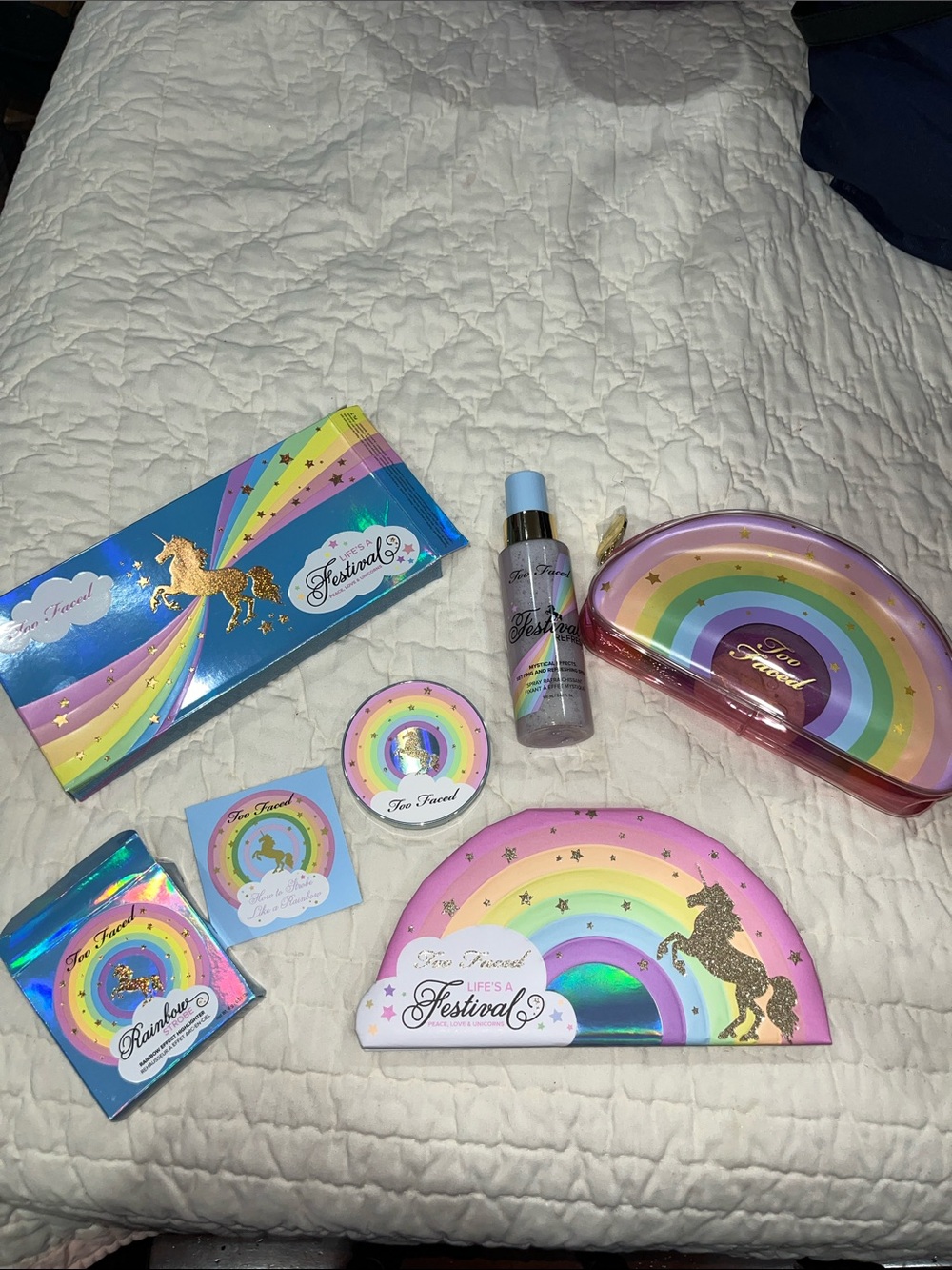 💕LIKE NEW  BUNDLE OF TOO FACED LIMITED EDITION LIFE’S A FESTIVAL ITEMS!💕